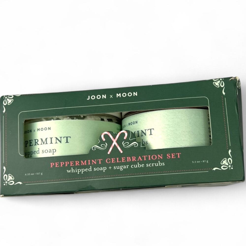 Joon X Moon Peppermint Celebration Gift Set Whipped Soap Sugar Scrub Cleansing